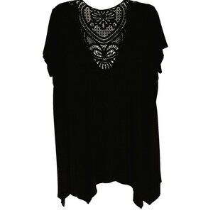 Apt. 9 Open Cardigan sz XL Crochet Back Insert Whimisigoth Fairy Grunge Black